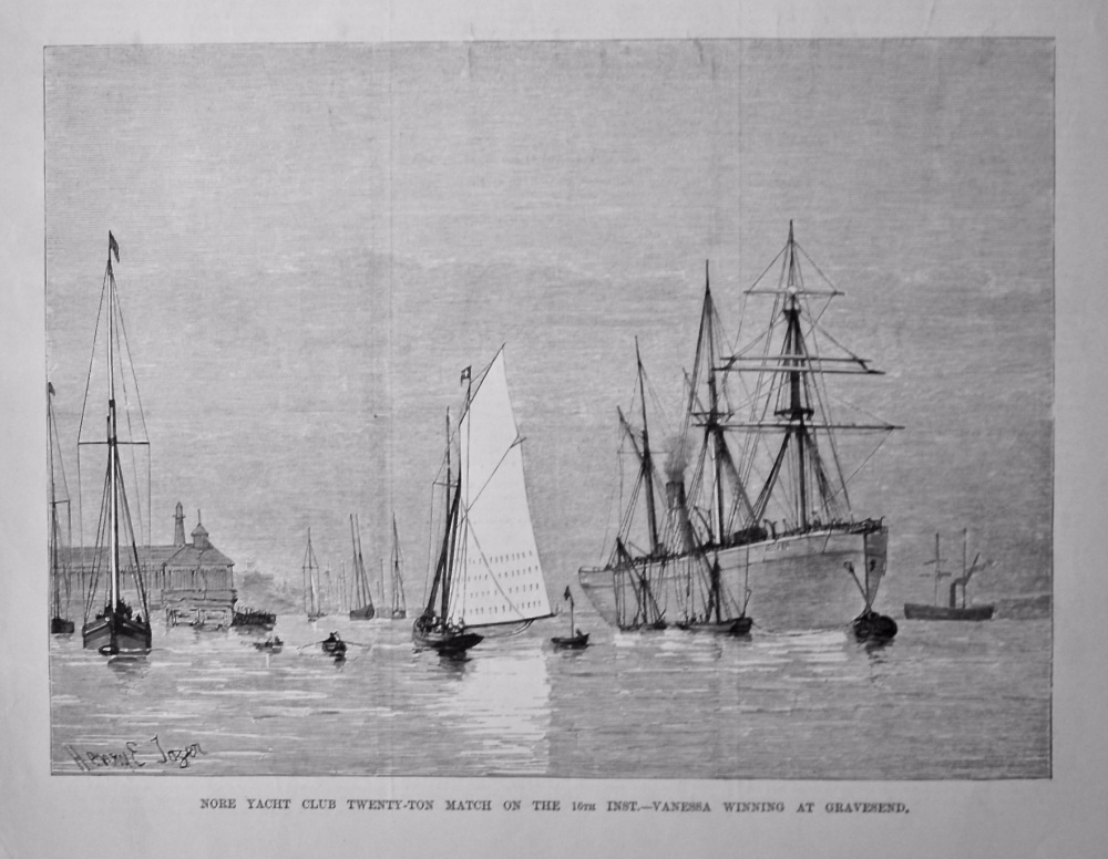 Nore Yacht Club Twenty-Ton Match on the 16th Inst.- Vanessa winning at Gravesend.  1879.