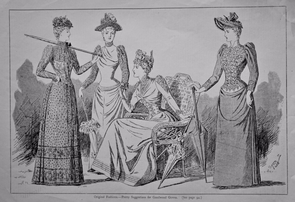 Original Fashions.- Pretty Suggestions for Goodwood Gowns.  1890.