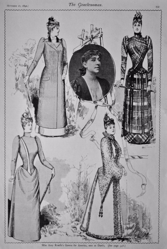 Miss Amy Roselle's Gowns for America, Seen at Dore's.  1890