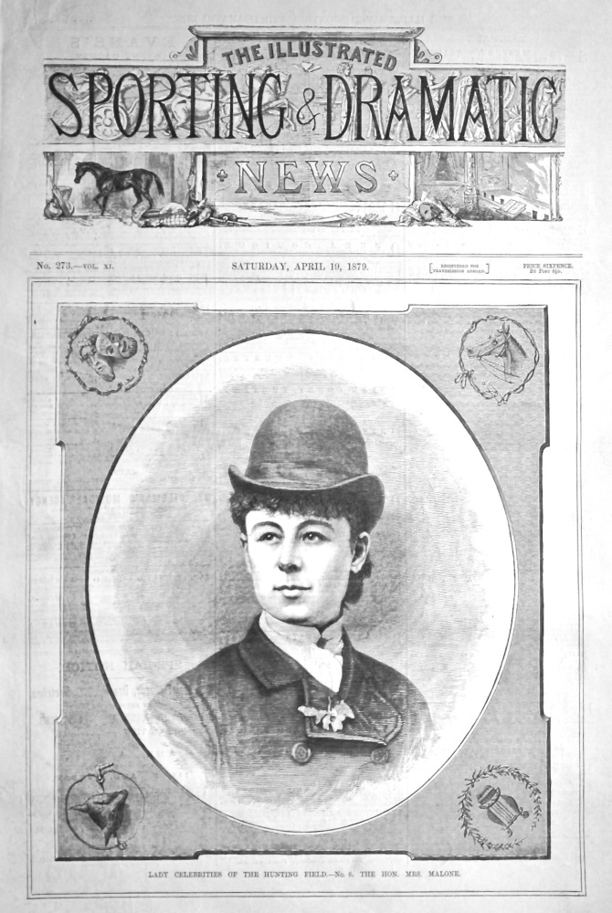 Lady Celebrities of the Hunting Field.- No. 6. The Hon. Mrs. Malone.  1879.