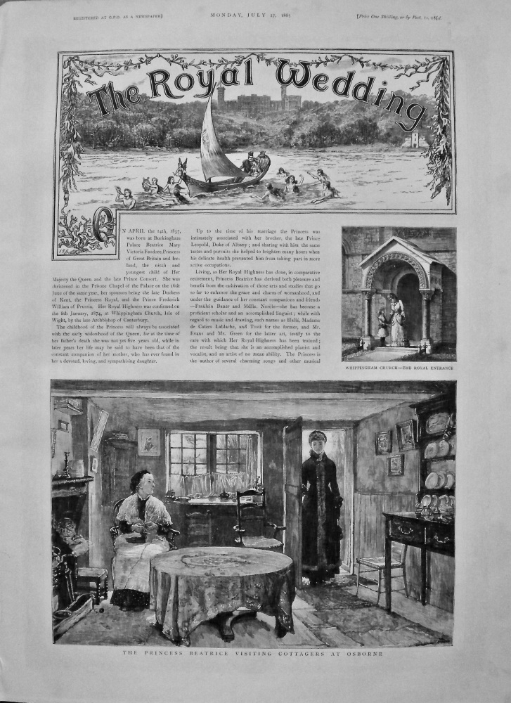 The Graphic, July 27th, 1885.  (Supplement)  :  The Royal Wedding of Princess Beatrice and Prince Henry of Battenberg.