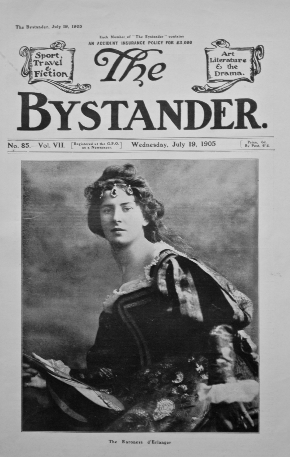 The Bystander, July 19th, 1905.  Mr. Baroness d'Erlanger.  (Front Page)