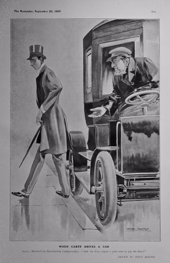 When Cabby Drives A Car.  1905.