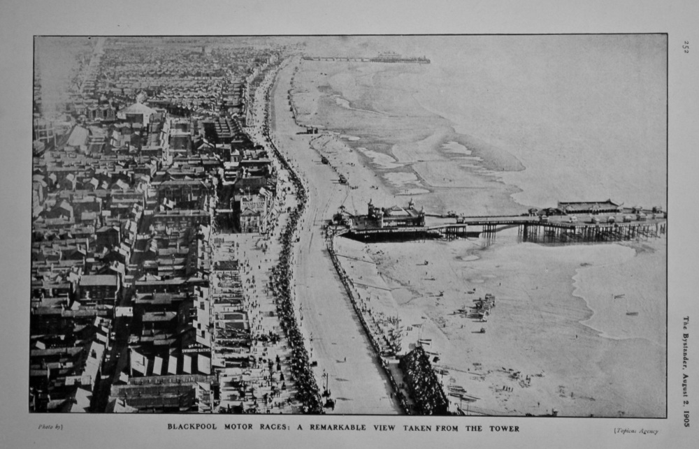 Blackpool Motor Races : A Remarkable View taken from the Tower.  1905.