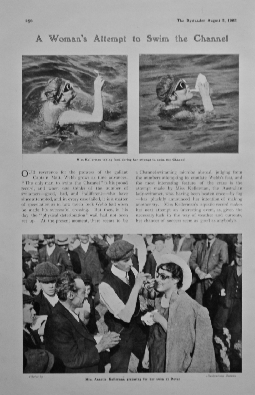 A Woman's Attempt to Swim the Channel.   (Miss Annette Kellerman)  1905.