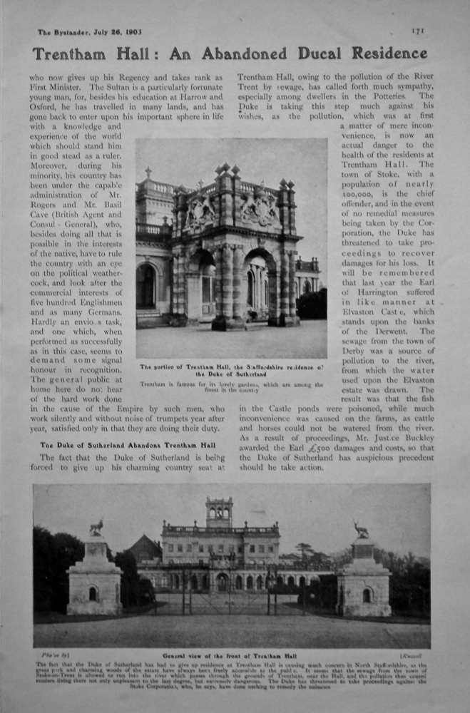 Trentham Hall : An Abandoned Ducal Residence.  1905.