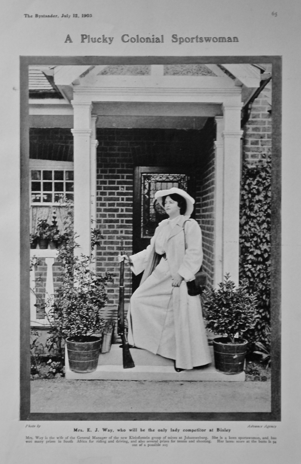 A Plucky Colonial Sportswoman : Mrs. E. J. Way, who will be the only lady c