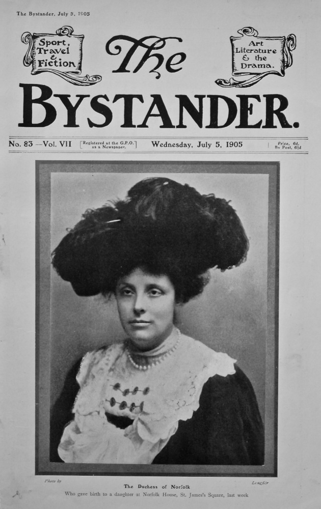 The Duchess of Norfolk. (Front Page)  1905.
