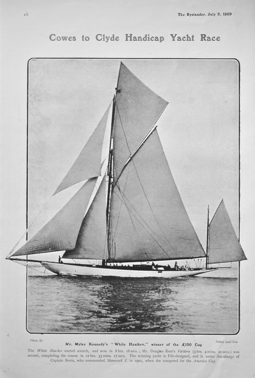 Cowes to Clyde Handicap Yacht Race.  1905.