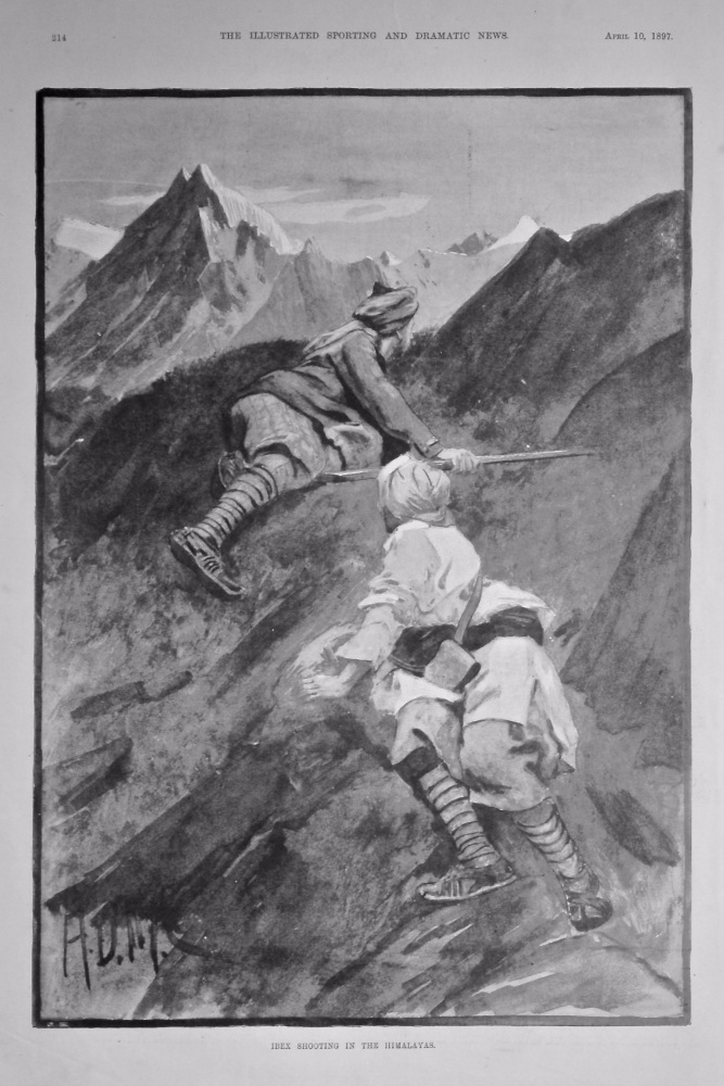 Ibex Shooting in the Himalayas.  1897.