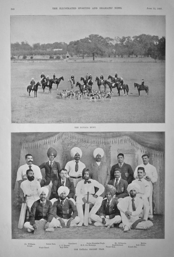 The Patiala Cricket Team, and the Patiala Hunt.  1897.