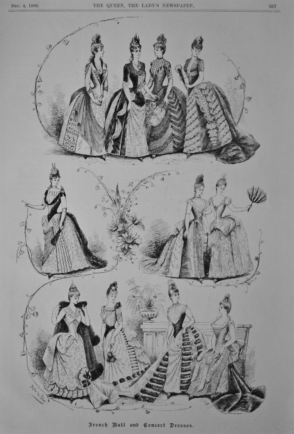 French Ball and Concert Dresses.  1886.