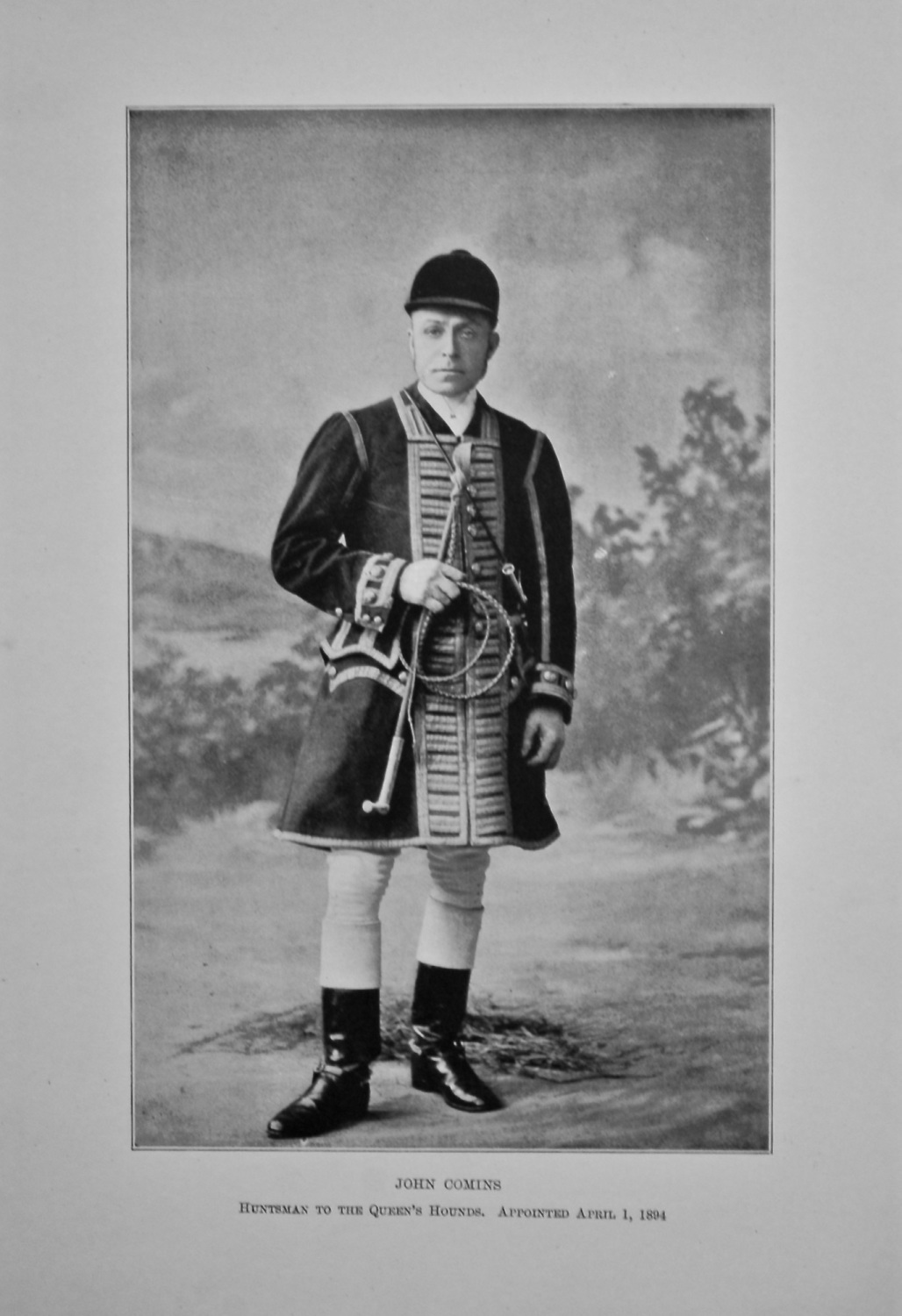 John Cumins. Huntsman to the Queens Hounds.  Appointed April 1st, 1894.