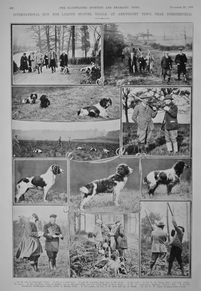 International Gun Dog League Spaniel Trials, at Arkwright Town, near Chesterfield.  1908.