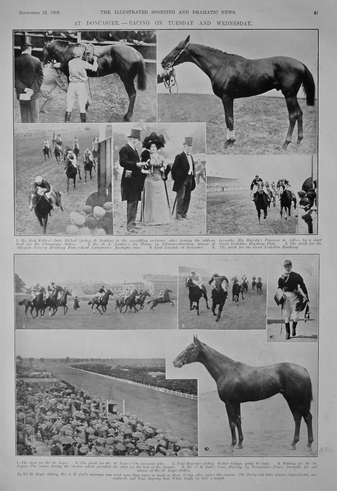 At Doncaster.- Racing on Tuesday and Wednesday.  1908.