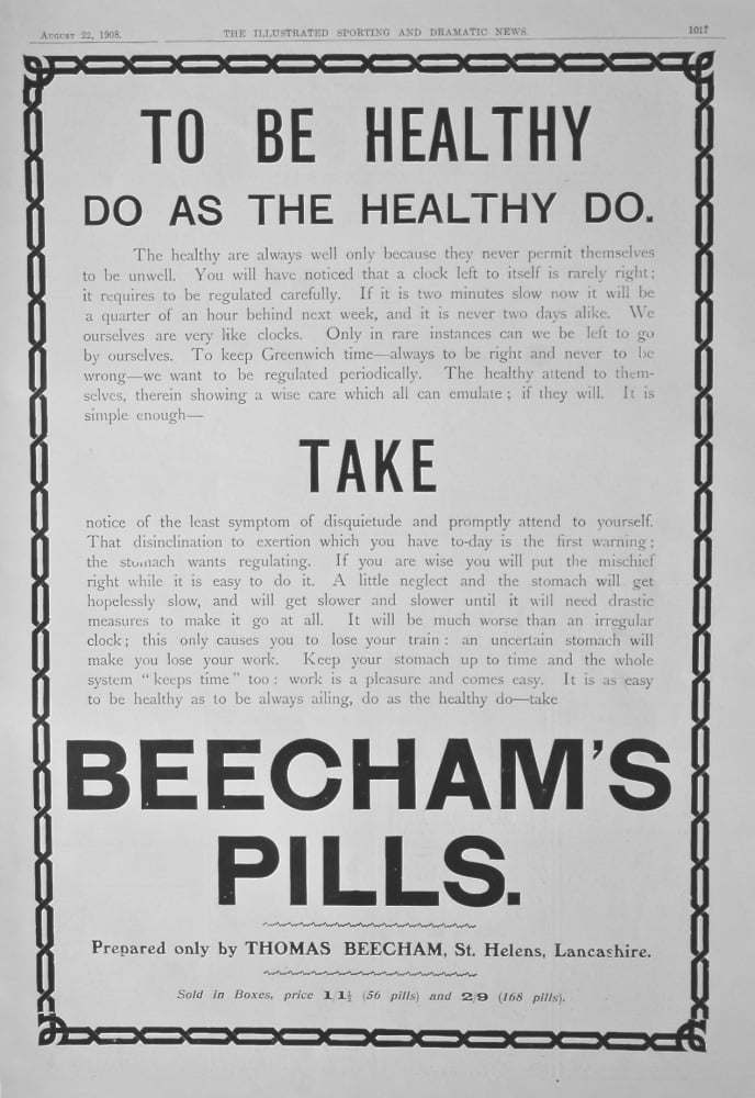 Beecham's Pills.  1908.