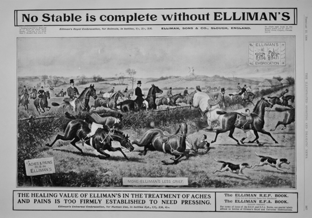 Elliman, Sons & Co., Slough, England.  1908. (Embrocation)