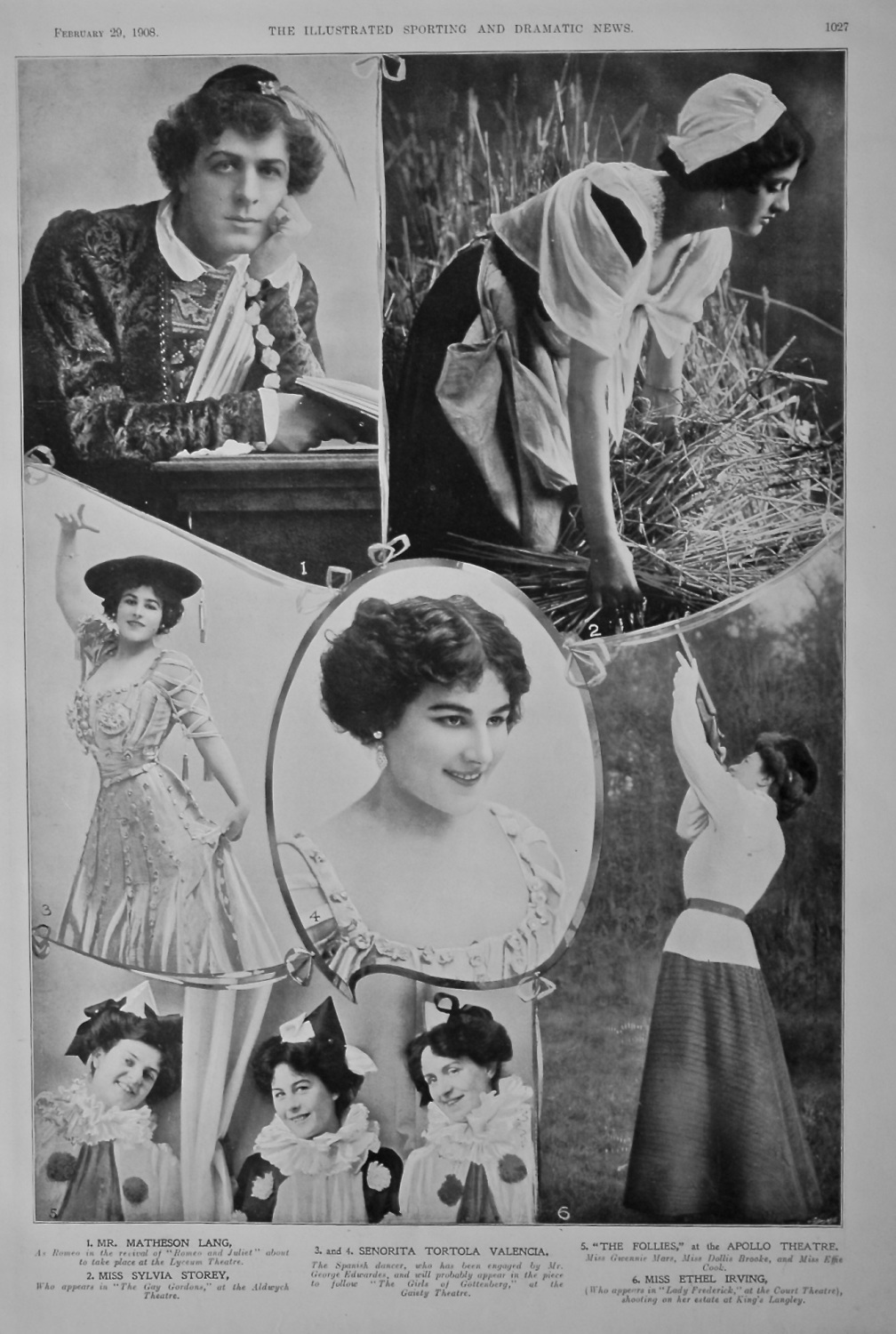 Actors and Actresses on the Stage at this time.  February 1908.