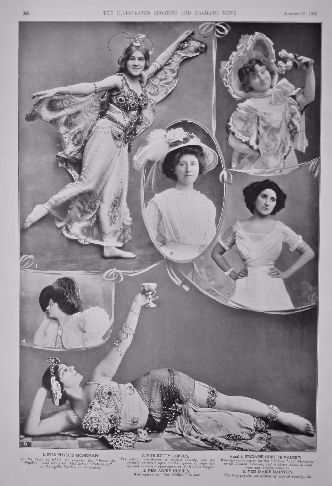 Actresses on the Stage at this time.   August 1908.