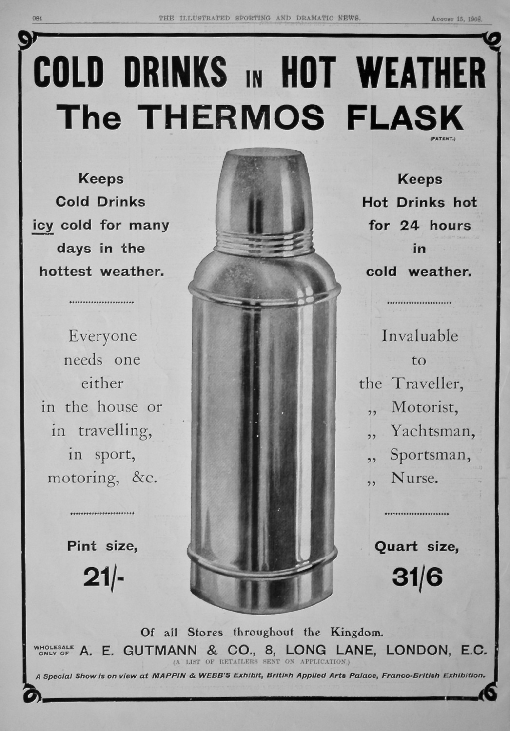 Thermos Flask.  1908.