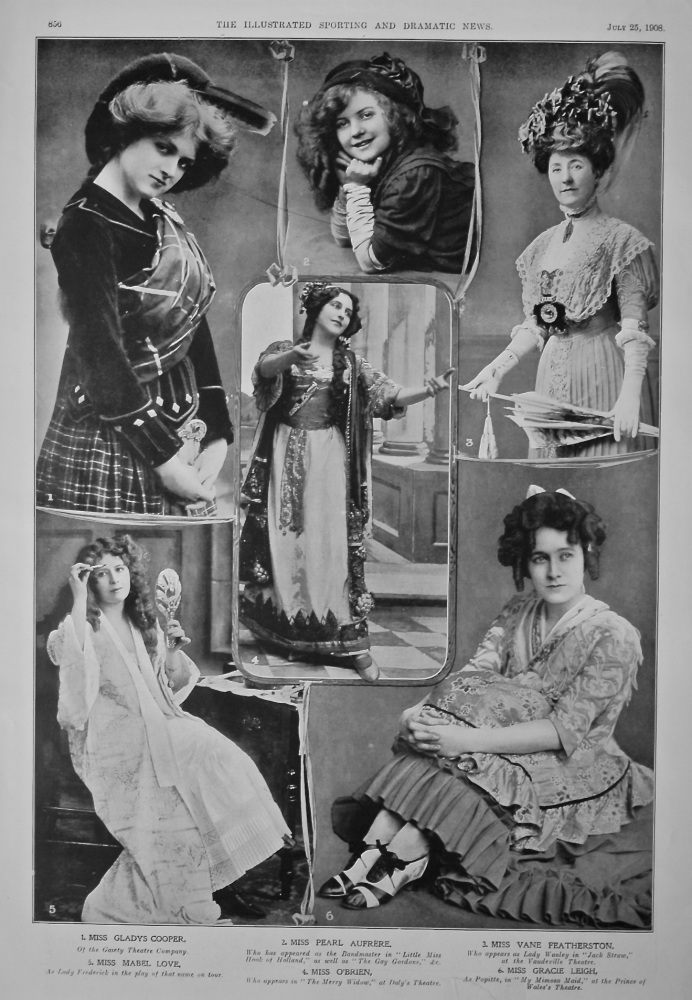 Actresses on the Stage at this Time.  July 1908.