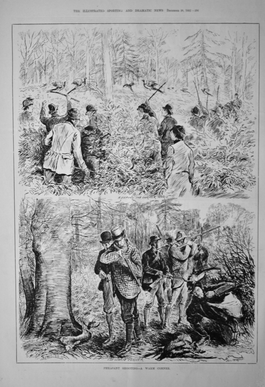 Pheasant Shooting - A Warm Corner.  1882.