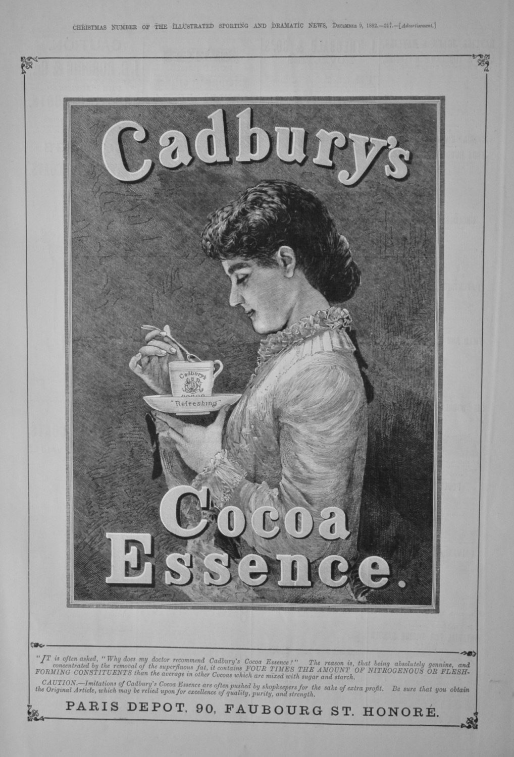 Cadbury's Cocoa Essence.  1882.