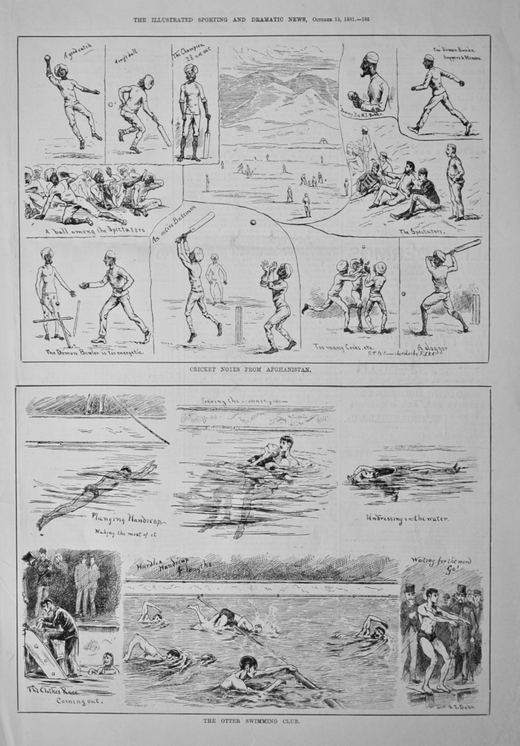 Cricket Notes from Afghanistan  &  The Otter Swimming Club.  1881.
