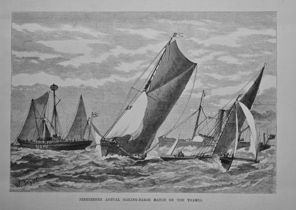 Nineteenth Annual Sailing-Barge Match on the Thames.  1881.