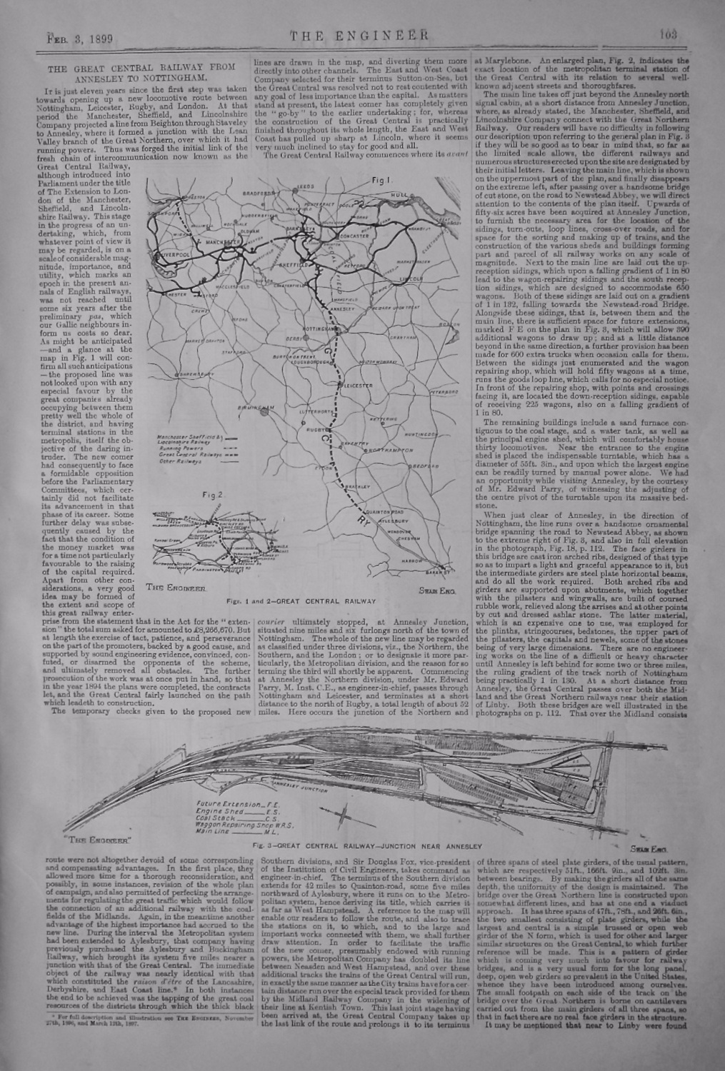 The Great Central Railway from Annesley to Nottingham. 1899.