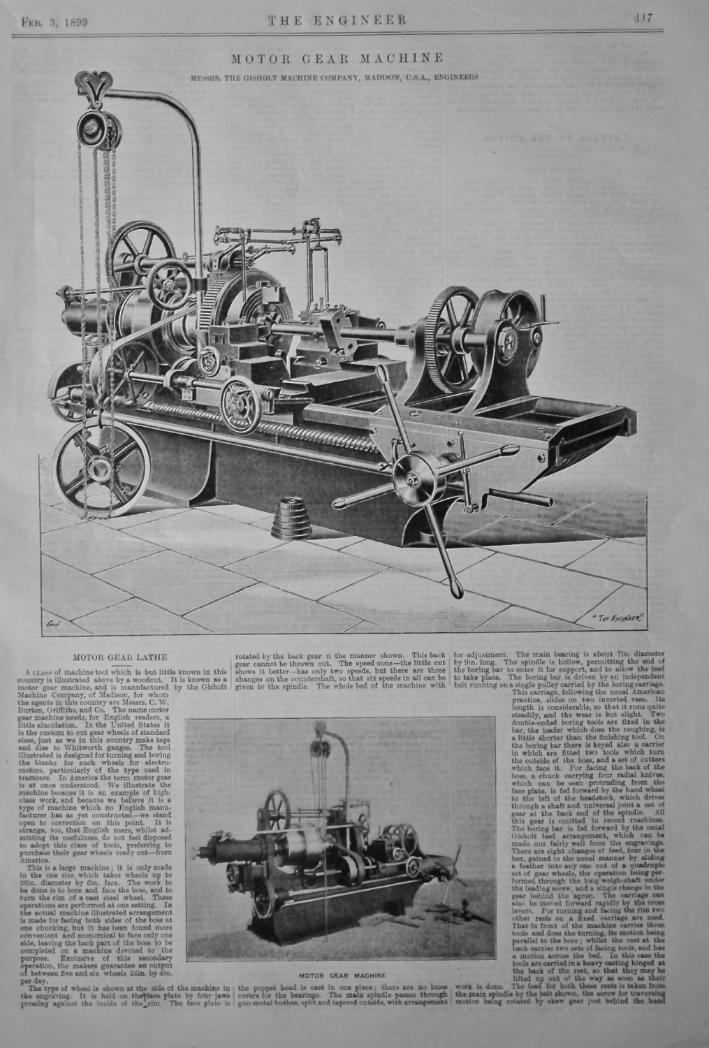 Motor Gear Lathe.  1899.