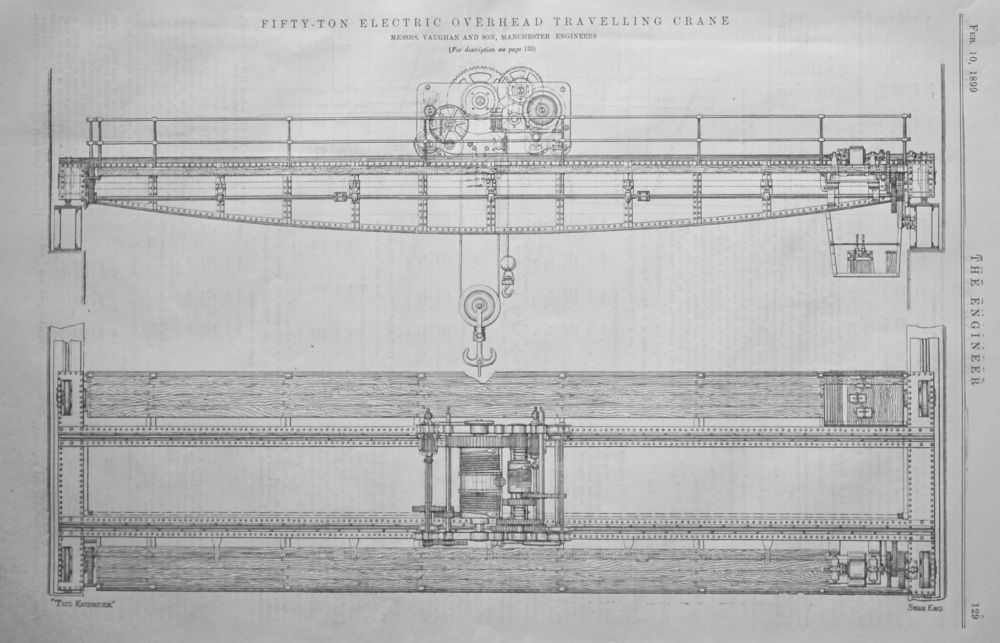 50-Ton Electric Overhead Travelling Crane.  1899.