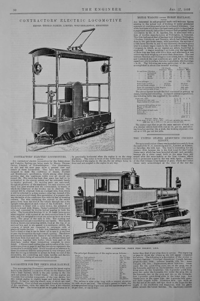 Contractors' Electric Locomotive.  & Locomotive for the Pike's Peak Railway.  1899.