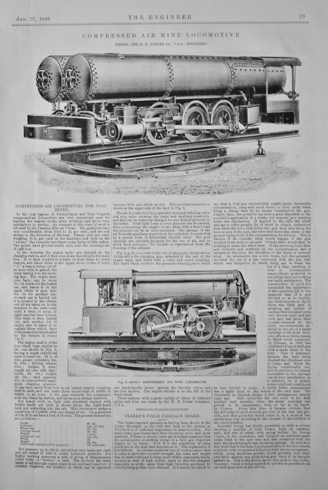 Compressed Air Mine Locomotive.  (Messrs. The H. K. Porter Co., U.S.A., Engineers.)  1899.
