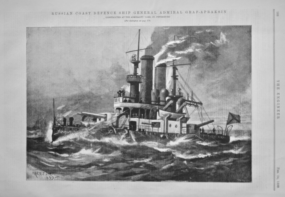 Russian Coast Defence Ship General Admiral Graf-A-Apraksin.  1899.