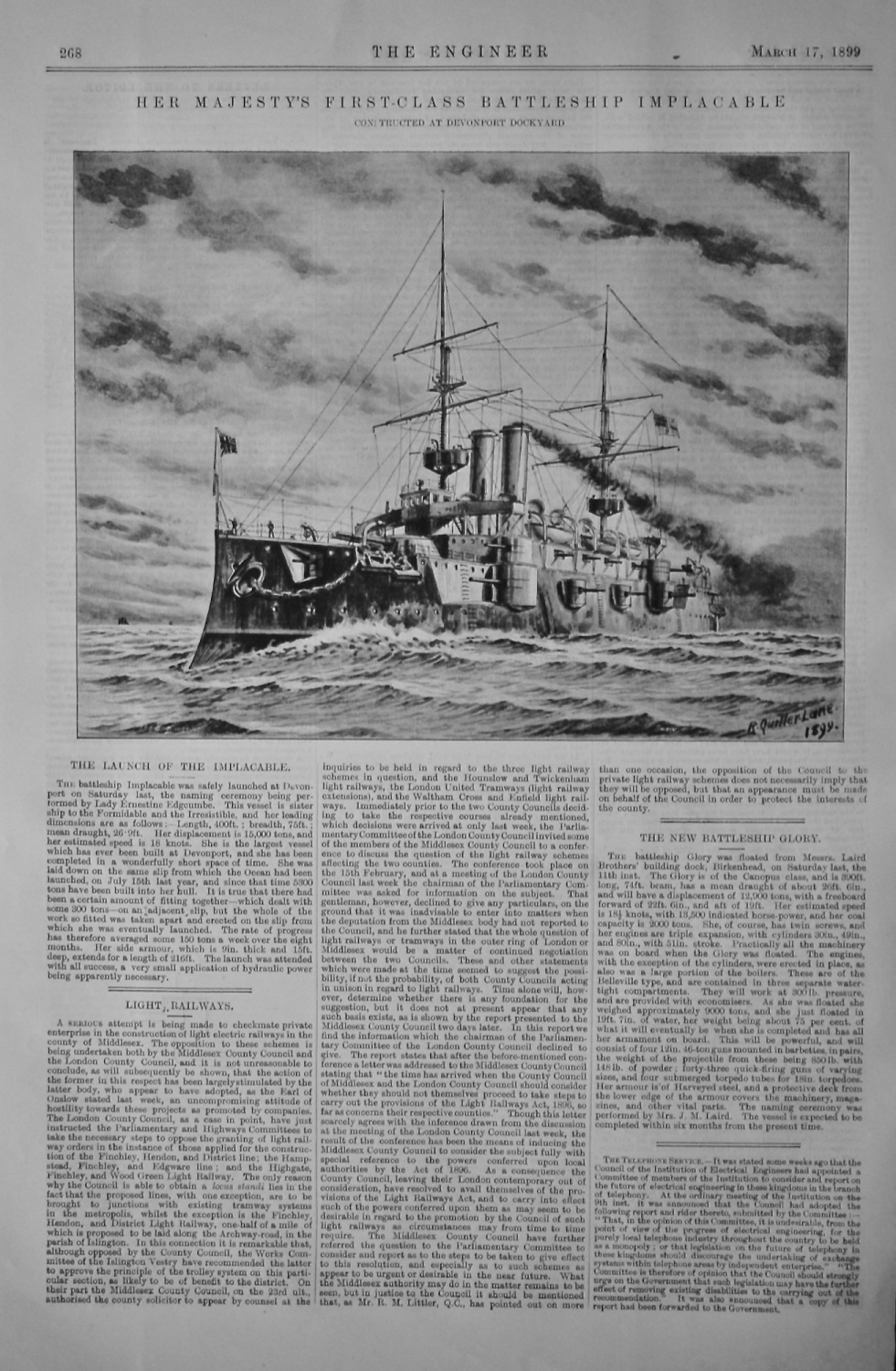 Her Majesty's First-Class Battleship Implacable.  1899.