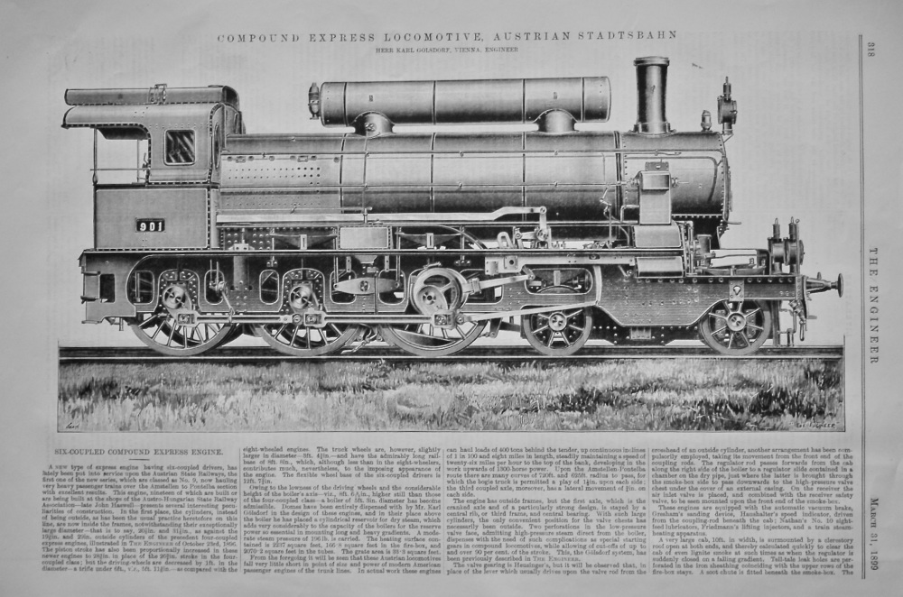 Compound Express Locomotive, Austrian Stadtsbahn.  1899.