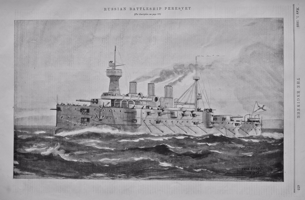 Russian Battleship Peresvet. 1899.