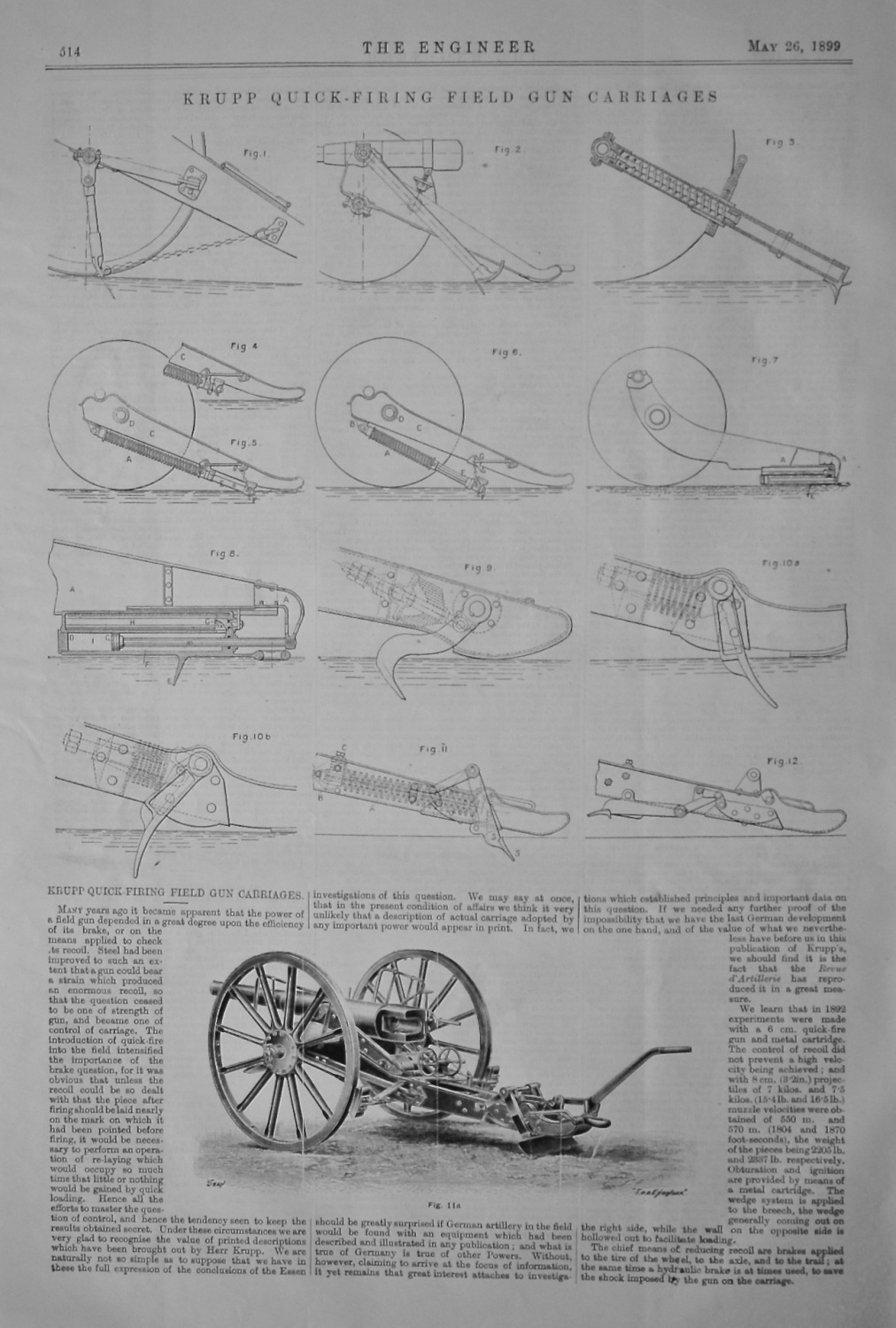 Krupp Quick-Firing Field Gun Carriages.  1899.
