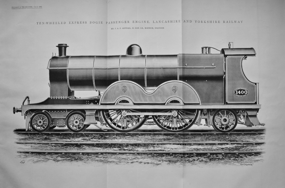 Ten-Wheeled Express Bogie Passenger Engine, Lancashire and Yorkshire Railway.  1899.