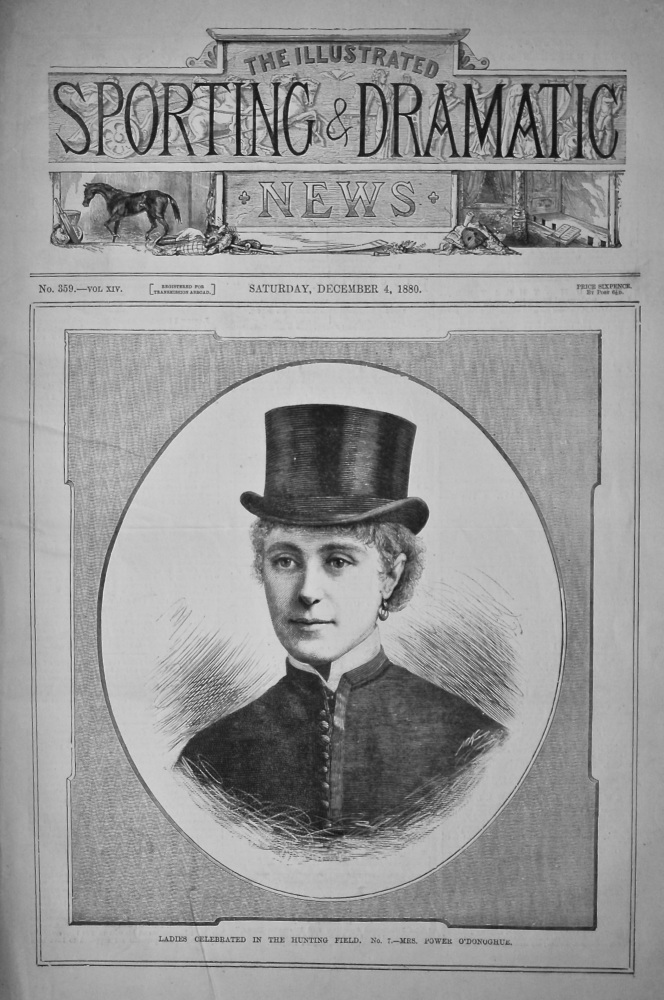 Ladies Celebrated in the Hunting Field. No. 7.- Mrs. Power O'Donoghue.  1880.