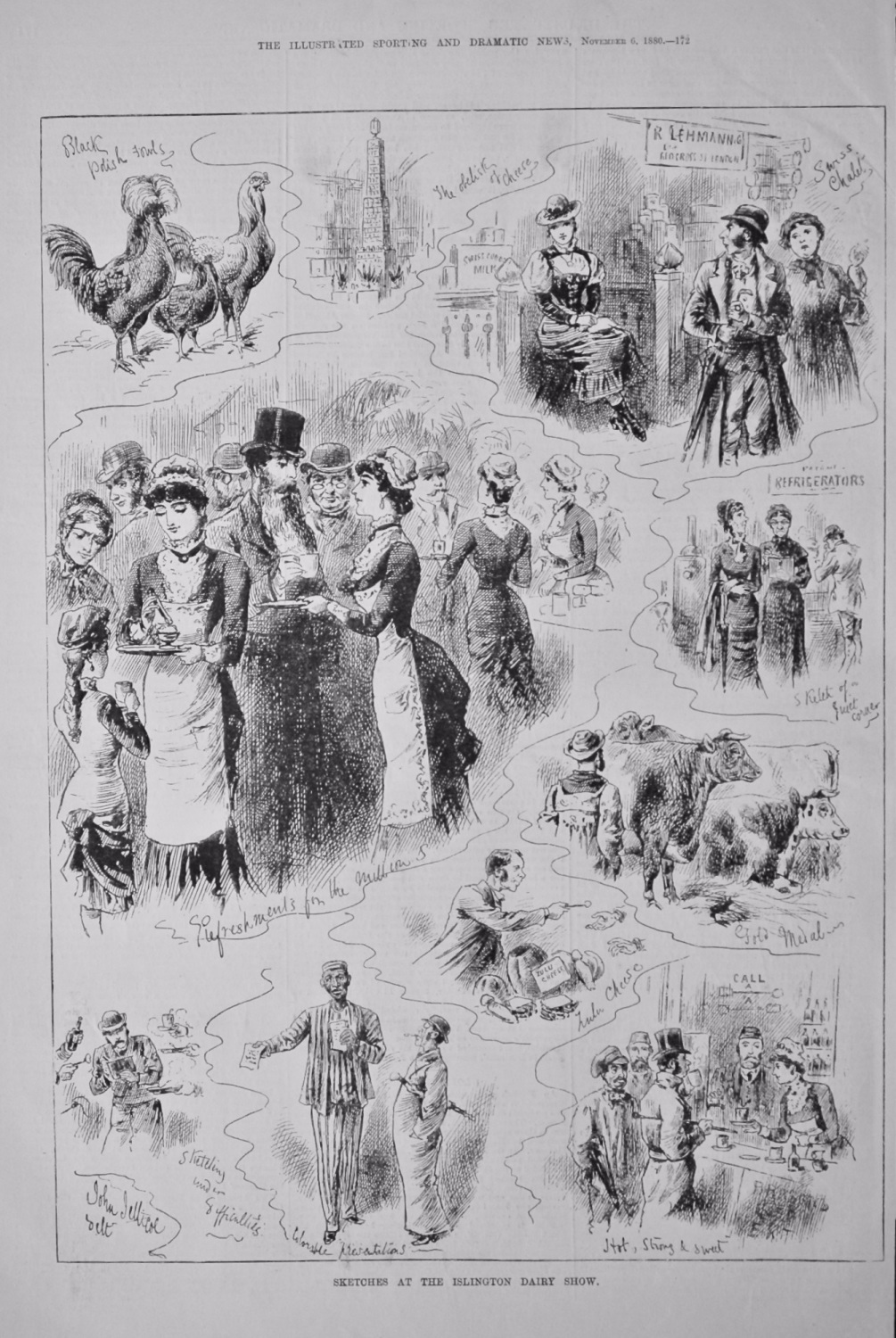 Sketches at the Islington Dairy Show.  1880.