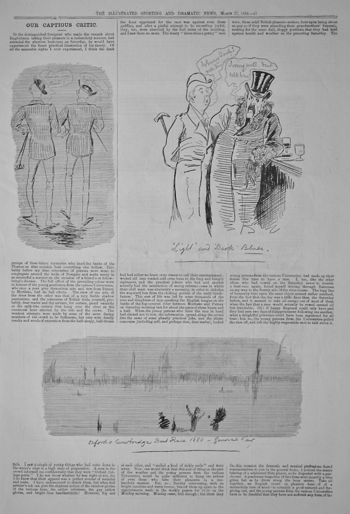 Our Captious Critic, March 27th, 1880.  :  The University Boat Race.