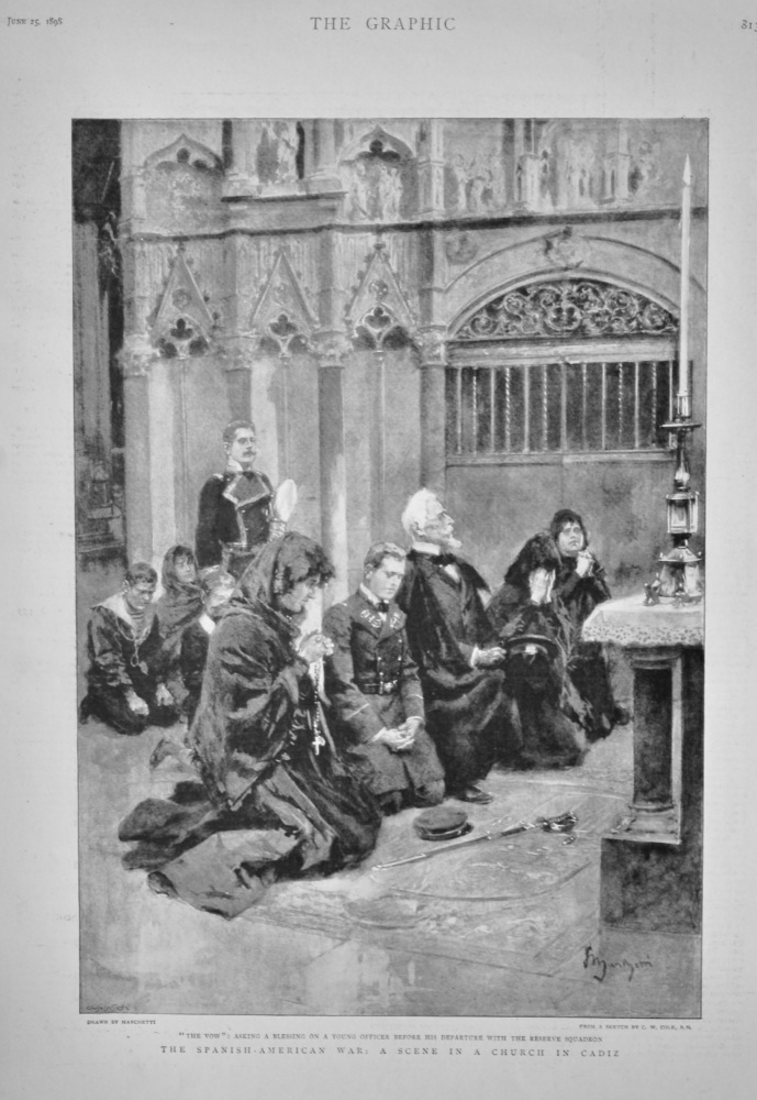 The Spanish-American War : A Scene in a Church in Cadiz.  1898.