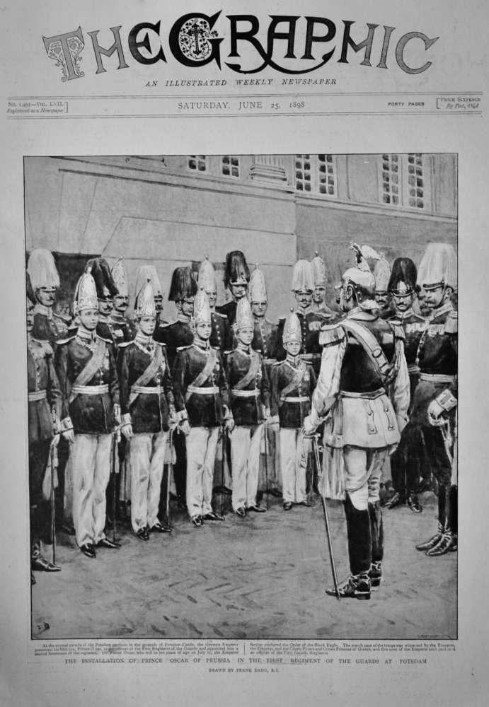 The Installation of Prince Oscar of Prussia in the First Regiment of the Guards at Potsdam.  1898.