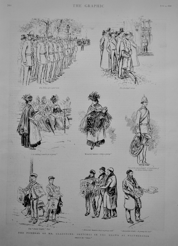 The Funeral of Mr. Gladstone : Sketches in the Crowd at Westminster.  1898.