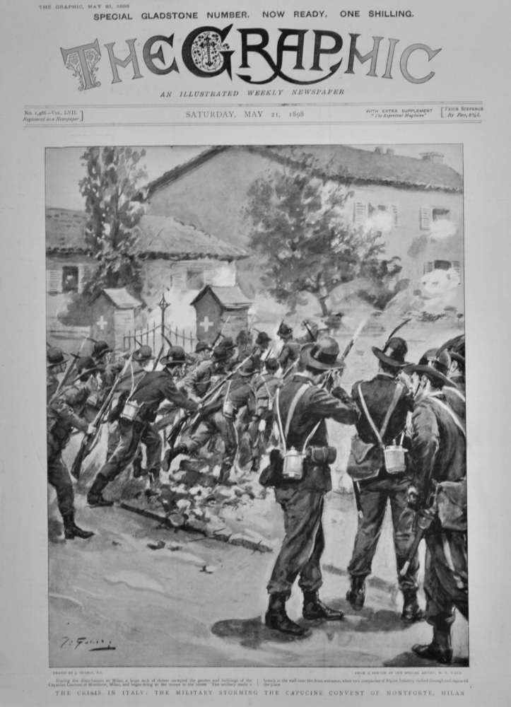 The Crisis in Italy : The Military Storming the Capucine Convent of Montforte, Milan.  1898.
