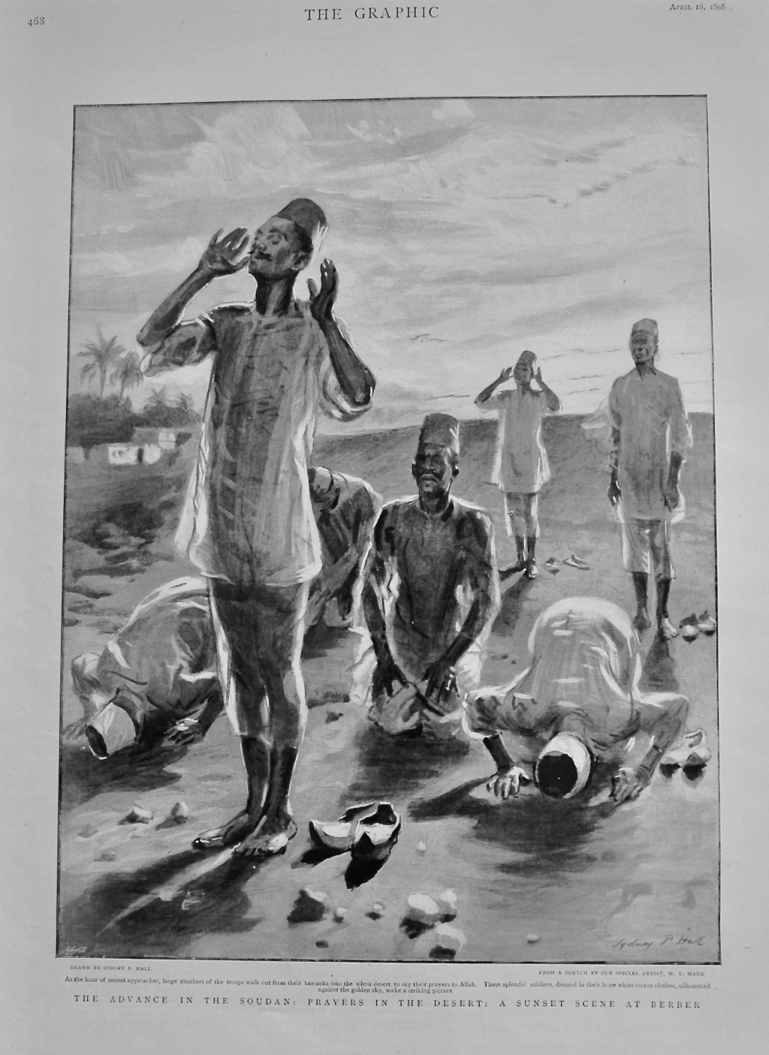 The Advance in the Soudan : Prayers in the Desert : A Sunset Scene at Berbe
