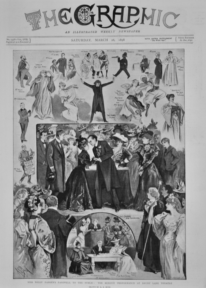 Miss Nelly Farren's Farewell to the Public : The Benefit Performance at Drury Lane Theatre.  1898.