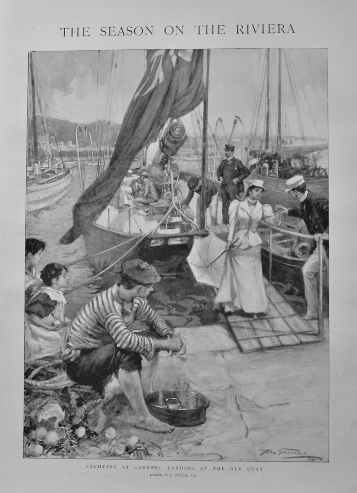 The Season on the Riviera : Yachting at Cannes : Landing at the Old Quay.  1898.